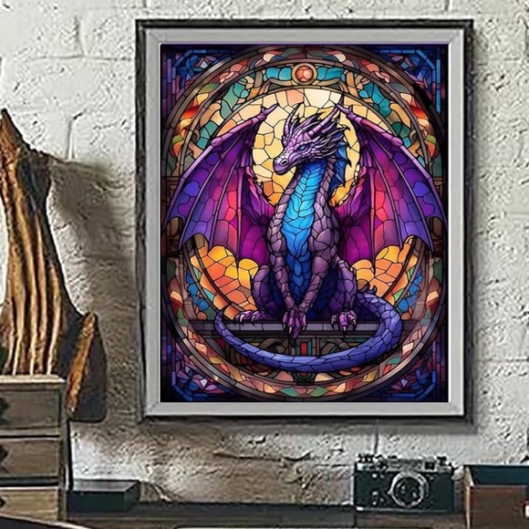 5D Full Drill Diamond Art Dragon Round Diamond Dots Gem - Picture 2 of 3